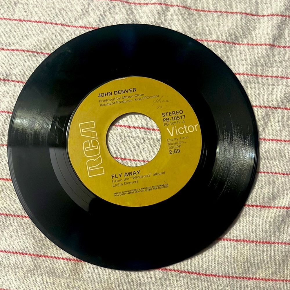 John Denver vintage vinyl record 45 rpm